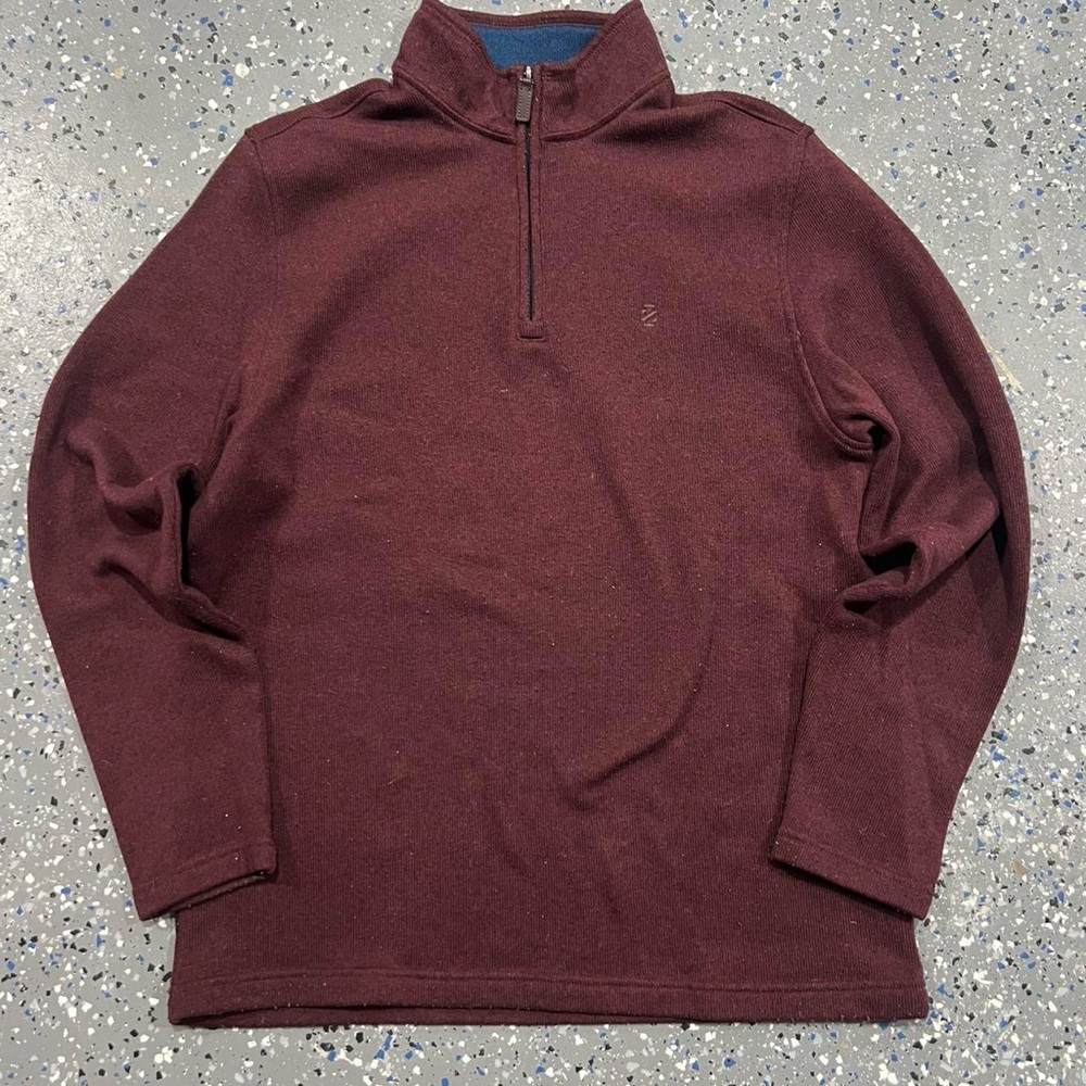 Izod Men's Maroon Zip-Up Sweater